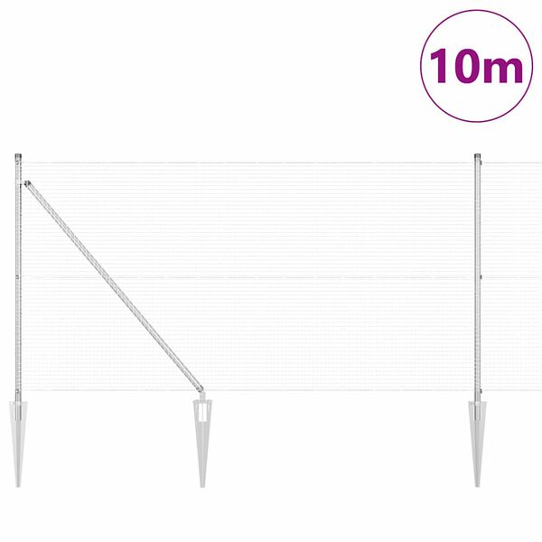 vidaXL Zaunpfosten Silber 10 x 0,8 m (19 x 19 mm Maschen) Stahl