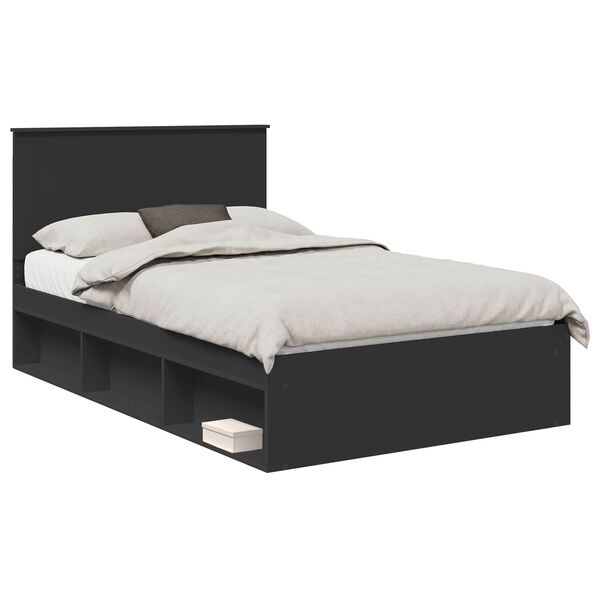 vidaXL Bettrahmen Schwarz 120 x 190 cm Massives Kiefernholz