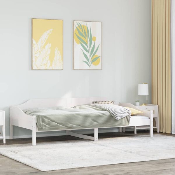 vidaXL Massivholzbett ohne Matratze Wei&szlig; 90x190 cm Kiefernholz