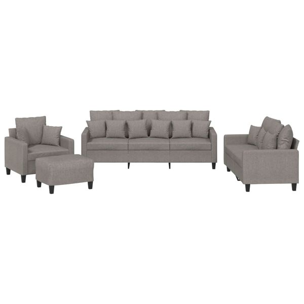 vidaXL 4-tlg. Sofagarnitur mit Kissen Taupe Stoff