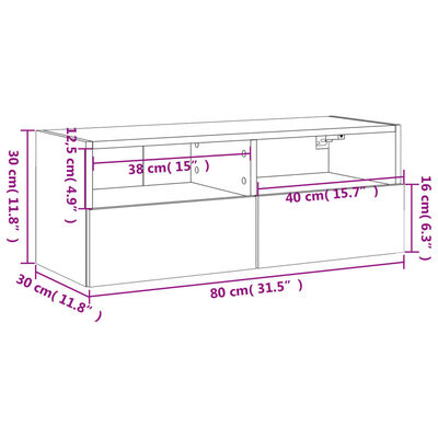 vidaXL TV-Wandschrank Schwarz 80x30x30 cm Holzwerkstoff