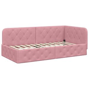 vidaXL Eckbettgestell mit Kopfteil Rosa 100 x 200 cm Samt