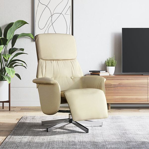 vidaXL Relaxsessel mit Fu&szlig;teil Creme Stoff