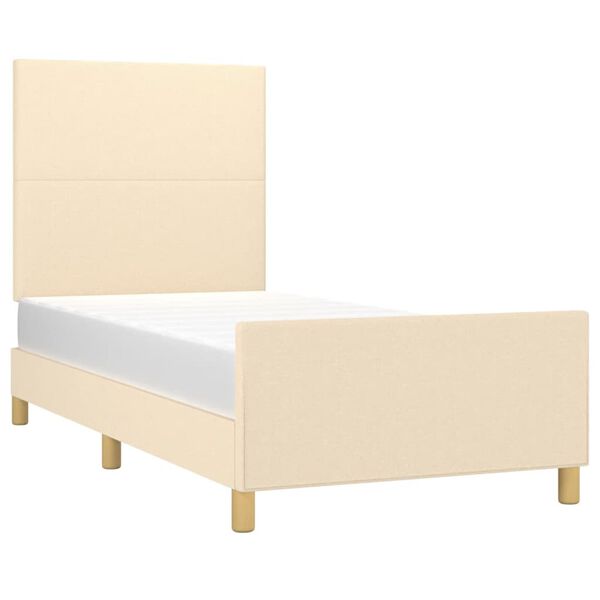 vidaXL Bettgestell ohne Matratze Creme 90x190 cm Stoff