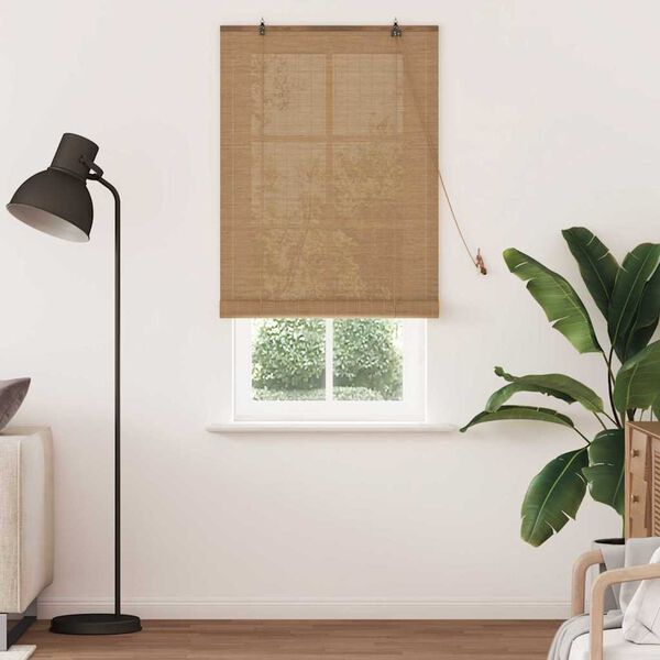 vidaXL Rollo mit Vorh&auml;ngen Braun 90 x 220 cm Bambus