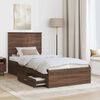 vidaXL Bettrahmen Braune Eiche und Silber 100 x 200 cm Holzwerkstoff