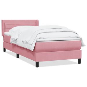 vidaXL Boxspringbett mit Matratze Rosa 90x210 cm Samt