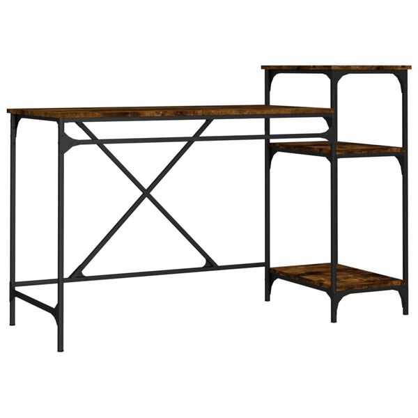 vidaXL Schreibtisch mit Regal R&auml;uchereiche 135x50x90 cm Holzwerkstoff