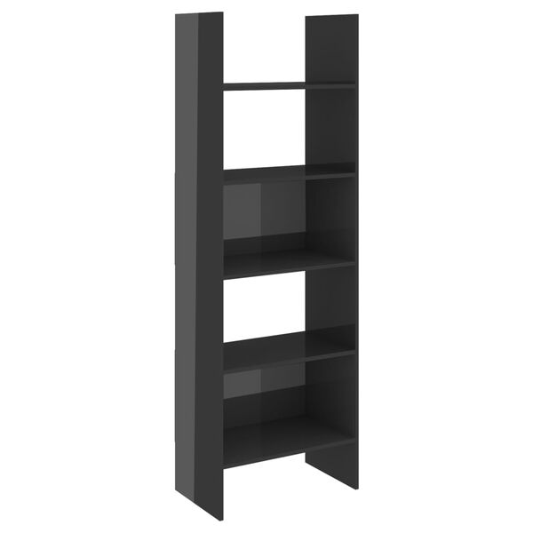vidaXL 4-tlg. B&uuml;cherregal-Set Hochglanz-Grau Holzwerkstoff