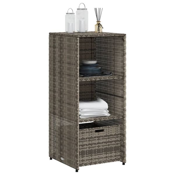 vidaXL Gartenschrank Grau 50x55x115 cm Poly Rattan