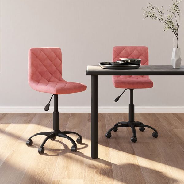 vidaXL Esszimmerst&uuml;hle 2 Stk. Drehbar Rosa Samt