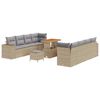 vidaXL Gartensofa-set mit Kissen 11 pcs Beige und Hellgrau Poly-Rattan