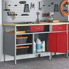 vidaXL Werkbank mit Schubladen mit Regal Rot und Grau 100 x 55 x 85 cm