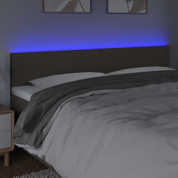 vidaXL LED Kopfteil Taupe 180x5x78/88 cm Stoff