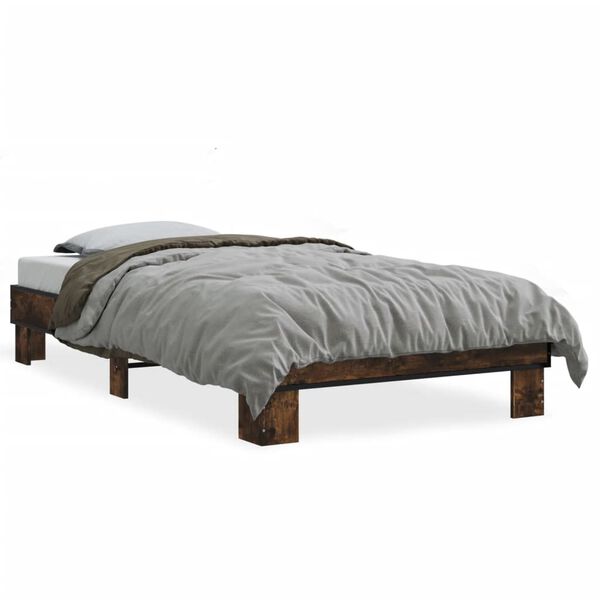 vidaXL Bettgestell R&auml;uchereiche 75x190 cm Holzwerkstoff und Metall