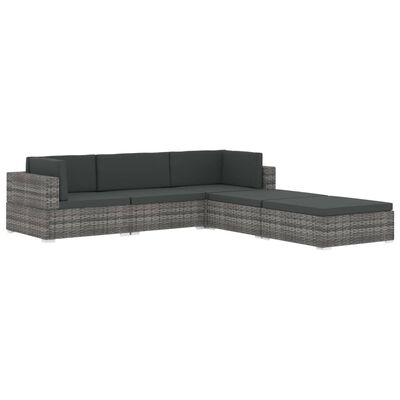 vidaXL Modular-Sofa-Mittelteil 1 Stk. + Auflagen Poly Rattan Grau