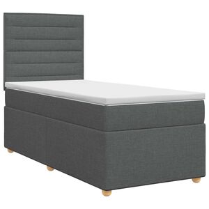vidaXL Boxspringbett mit Matratze Dunkelgrau 80 x 200 cm Stoff