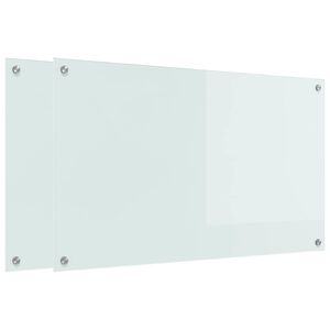 vidaXL K&uuml;chenr&uuml;ckwand 2 pcs Wei&szlig; 100 x 60 cm Geh&auml;rtetes Glas