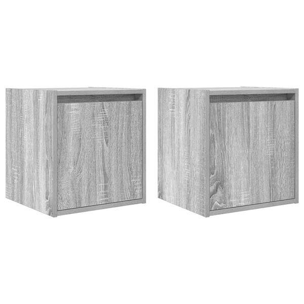 vidaXL Wand-Nachttische 2 Stk. Grau Sonoma 38x34x40 cm