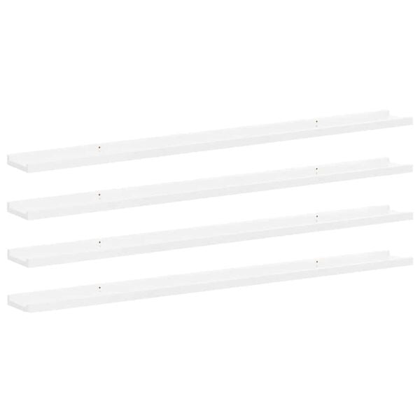 vidaXL Wandregale 4 Stk. Hochglanz-Wei&szlig; 115x9x3 cm