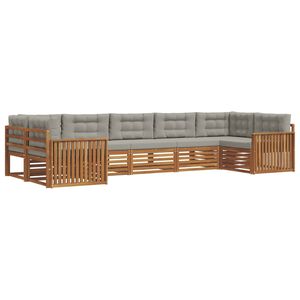 vidaXL Outdoor-Sofagarnitur mit Kissen 7 pcs Nat&uuml;rlich und Hellgrau