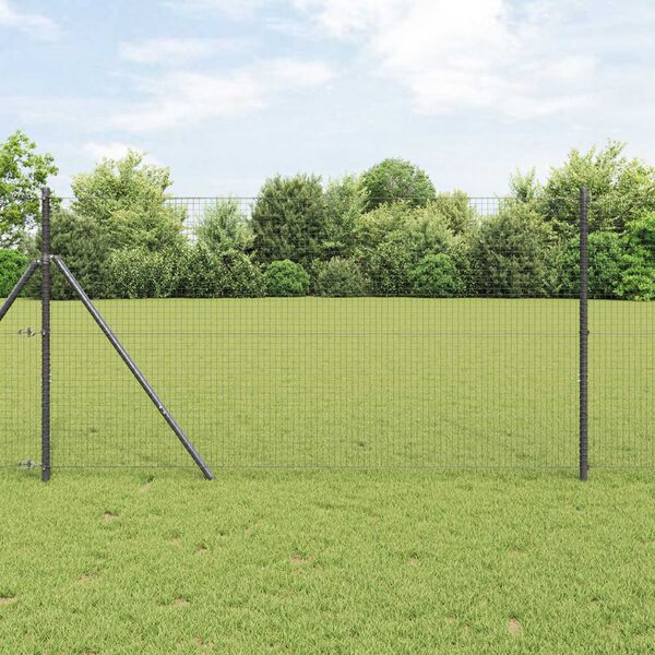 vidaXL Geschwei&szlig;ter Drahtzaun Grau 1,2 x 25 m