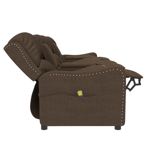 vidaXL 4-Sitzer Massagesessel mit Getr&auml;nkehalter Braun Stoff