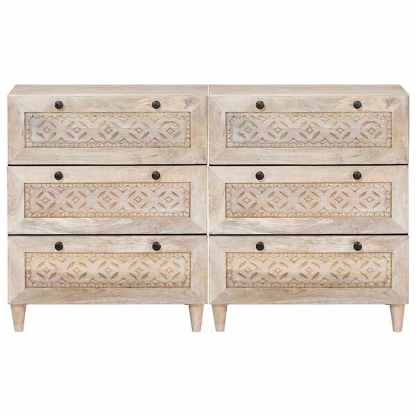 vidaXL Sideboard 2 pcs Wei&szlig; 60 x 33 x 75 cm massives Mangoholz