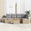vidaXL Garten-Sofa-Set mit Kissen mit Speicher 7 pcs Beige Poly Rattan