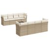 vidaXL 9-tlg. Garten-Sofagarnitur mit Kissen Beige Poly Rattan