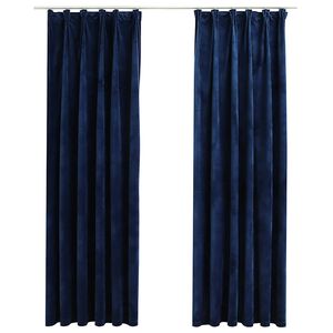 vidaXL Verdunkelungsvorh&auml;nge Haken 2 Stk. Samt Dunkelblau 140x225cm