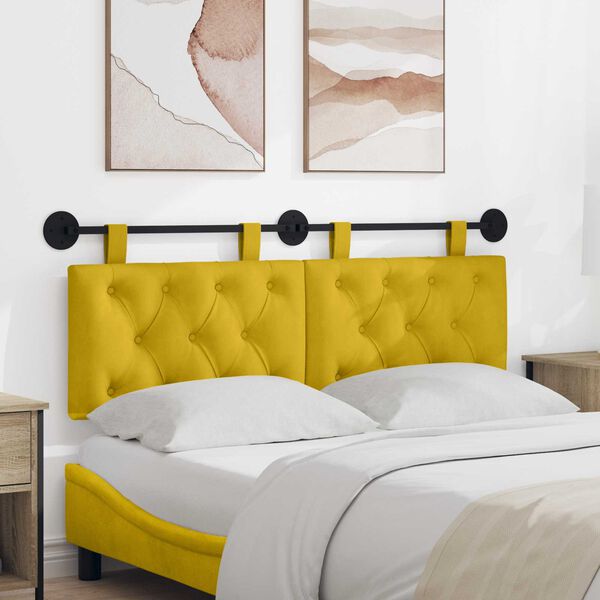 vidaXL H&auml;ngevorderseite Wandmontiert Gelb 130 x 55 x 7 cm Samt