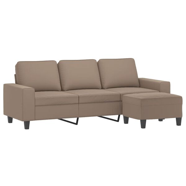vidaXL 3-Sitzer-Sofa mit Hocker Taupe 180 cm Mikrofasergewebe