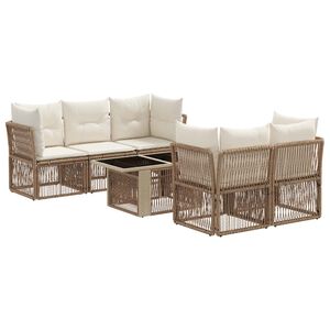 vidaXL Gartensofa-set 6 stk. Beige Poly-Rattan