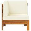 vidaXL Ecksofa mit Cremewei&szlig;en Kissen Massivholz Akazie