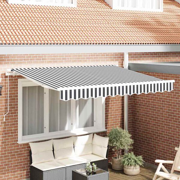 vidaXL Markisenersatzstoff Anthrazit und Wei&szlig; 235 x 195 cm Polyester