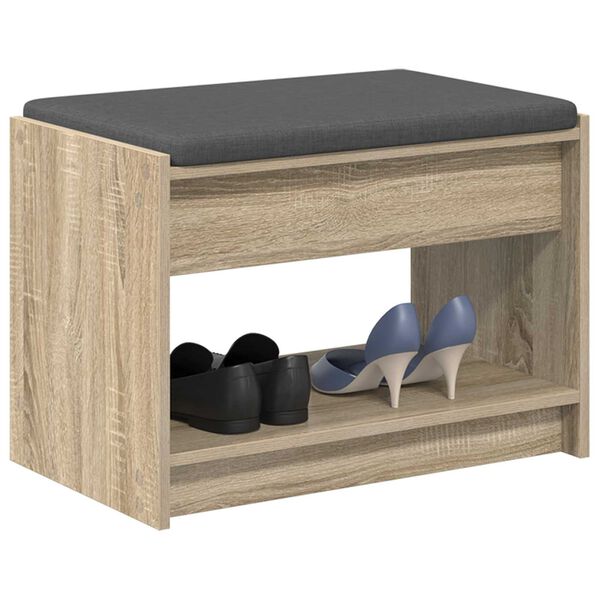 vidaXL Flurbank mit Kissen mit Regal Sonoma-Eiche 63 x 38 x 45 cm
