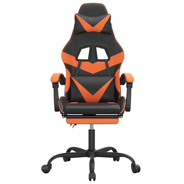 vidaXL Gaming-Stuhl mit Fu&szlig;st&uuml;tze Drehbar Schwarz & Orange Kunstleder