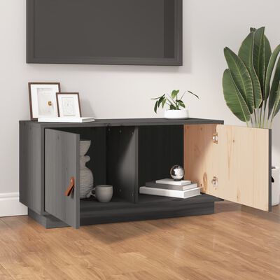 vidaXL TV-Schrank Grau 80x34x40 cm Massivholz Kiefer