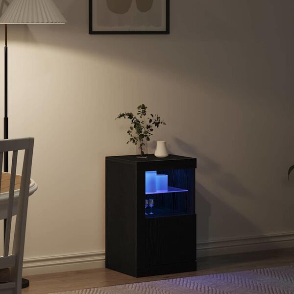 vidaXL LED-Sideboard Schwarz Eichen-Optik 41 x 37 x 67 cm