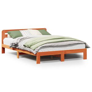 vidaXL Massivholzbett ohne Matratze Wachsbraun 120x200 cm Kiefernholz