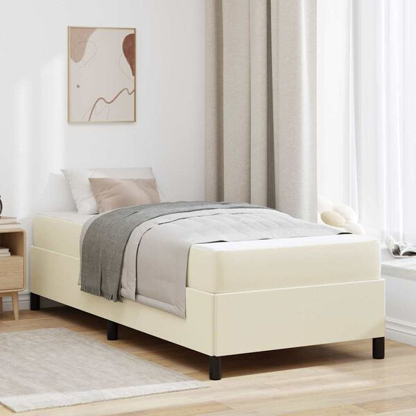 vidaXL Bettrahmen mit Matratze Creme 90 x 200 cm Stoff