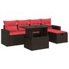 vidaXL 6-tlg. Garten-Sofagarnitur mit Kissen Braun Poly Rattan