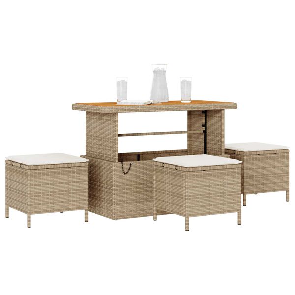 vidaXL Garten Essgruppe Beige Poly-Rattan