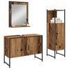 vidaXL Badezimmerm&ouml;bel-Set mit Regal mit T&uuml;r 3 pcs Braun Holzwerkstoff