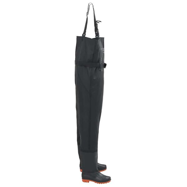 vidaXL Wathose mit Stiefeln und G&uuml;rtel Schwarz Gr&ouml;&szlig;e 41