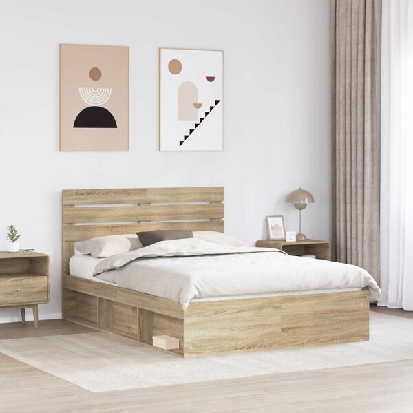 vidaXL Bettrahmen Sonoma 140 x 190 cm Massives Kiefernholz