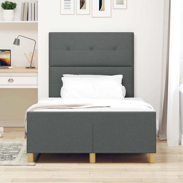 vidaXL Bettgestell mit Kopfteil Dunkelgrau 120 x 190 cm Stoff