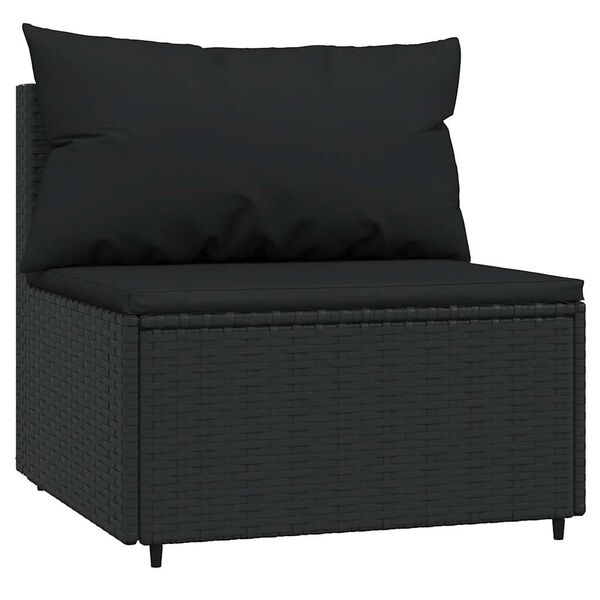 vidaXL 3-tlg. Garten-Lounge-Set mit Kissen Schwarz Poly Rattan