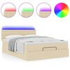 vidaXL Ottomane Bett mit Matratze & LEDs Creme 140x200 cm Stoff